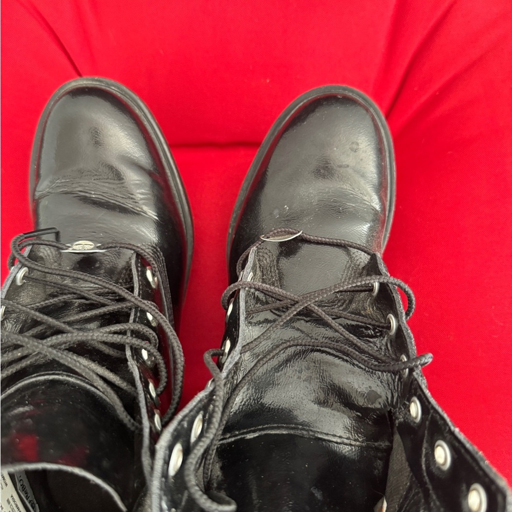 Timberland Men's Shiny Black Lace-Up Boots